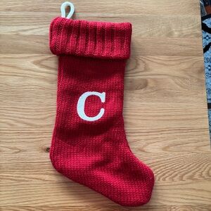 Wondershop Red Knit Christmas Stocking with White Initial